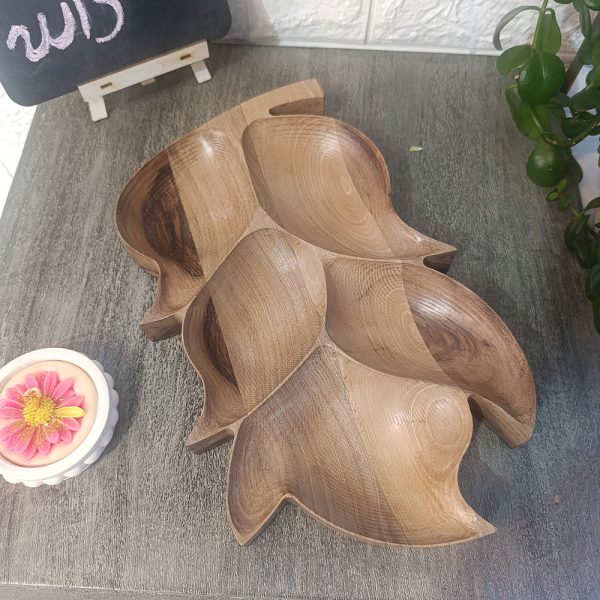 سینی طرح گلبرگ از جنس چوب گردو - تصویر 4
