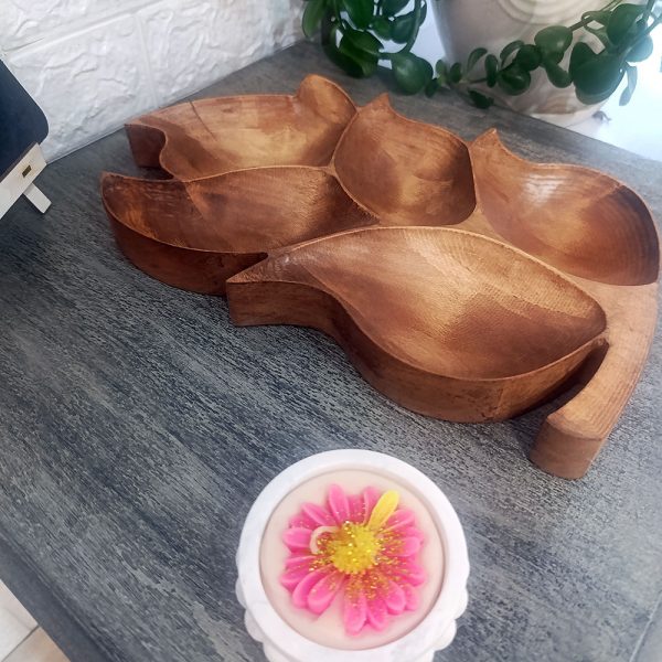 سینی طرح گلبرگ از جنس چوب گردو - تصویر 5